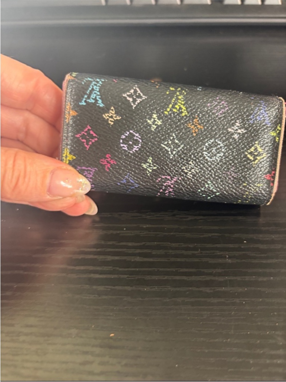 ✨Authentic Louis Vuitton Black Multicolor Monogram Multicles 4 Key Case Wallet✨ - Picture 4 of 16